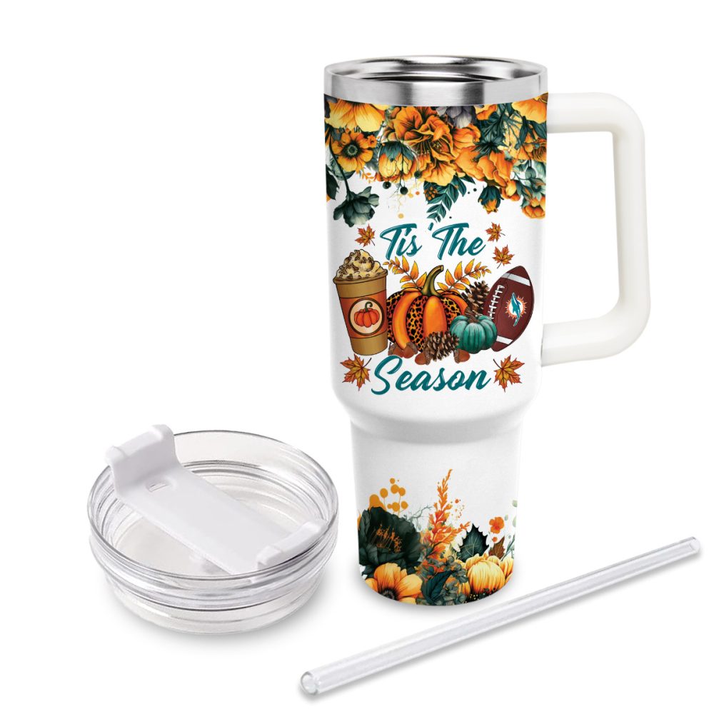 Miami Dolphins Nfl Custom Stanley Quencher 40Oz Stainless Steel Tumbler With Handle - Image 4