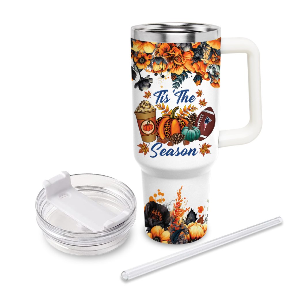 New England Patriots Nfl Custom Stanley Quencher 40Oz Stainless Steel Tumbler With Handle - Image 4