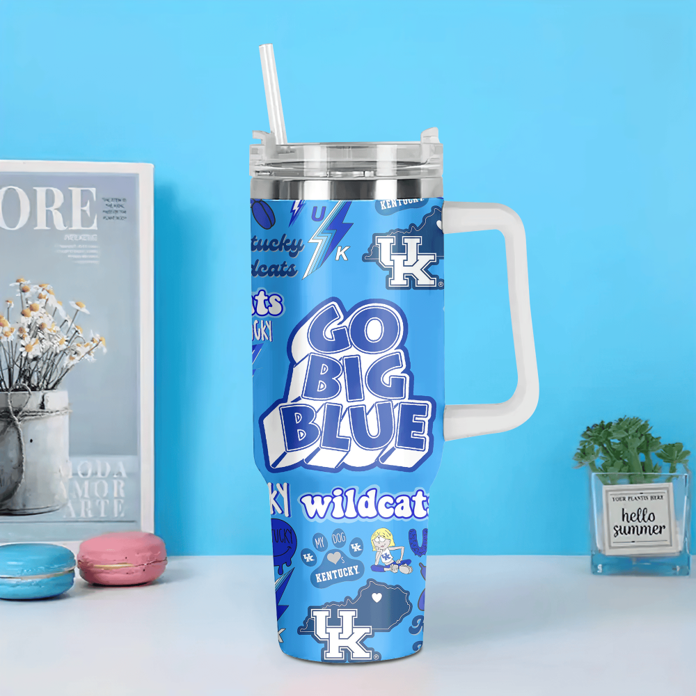 Kentucky Wildcats Custom Stanley Quencher 40Oz Stainless Steel Tumbler With Handle - Image 4