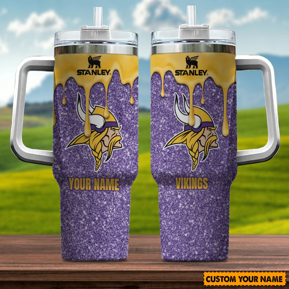 Nfl Minnesota Vikings Custom Stanley Quencher 40Oz Stainless Steel Tumbler With Handle - Image 3