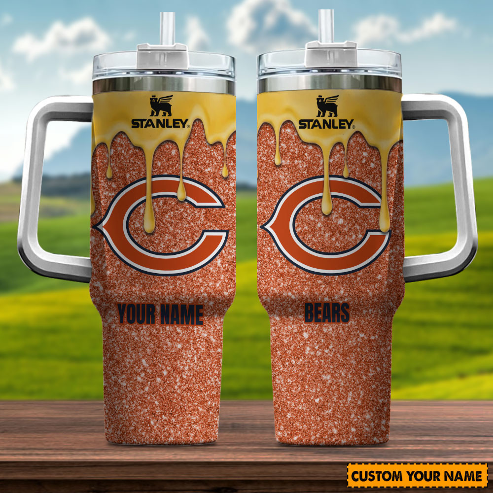 Nfl Chicago Bears Custom Stanley Quencher 40Oz Stainless Steel Tumbler With Handle - Image 3