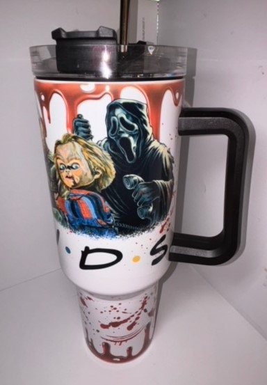 Horror Characters Movies Custom Stanley Quencher 40Oz Stainless Steel Tumbler With Handle - Image 3
