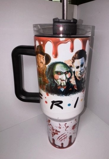 Horror Characters Movies Custom Stanley Quencher 40Oz Stainless Steel Tumbler With Handle - Image 4