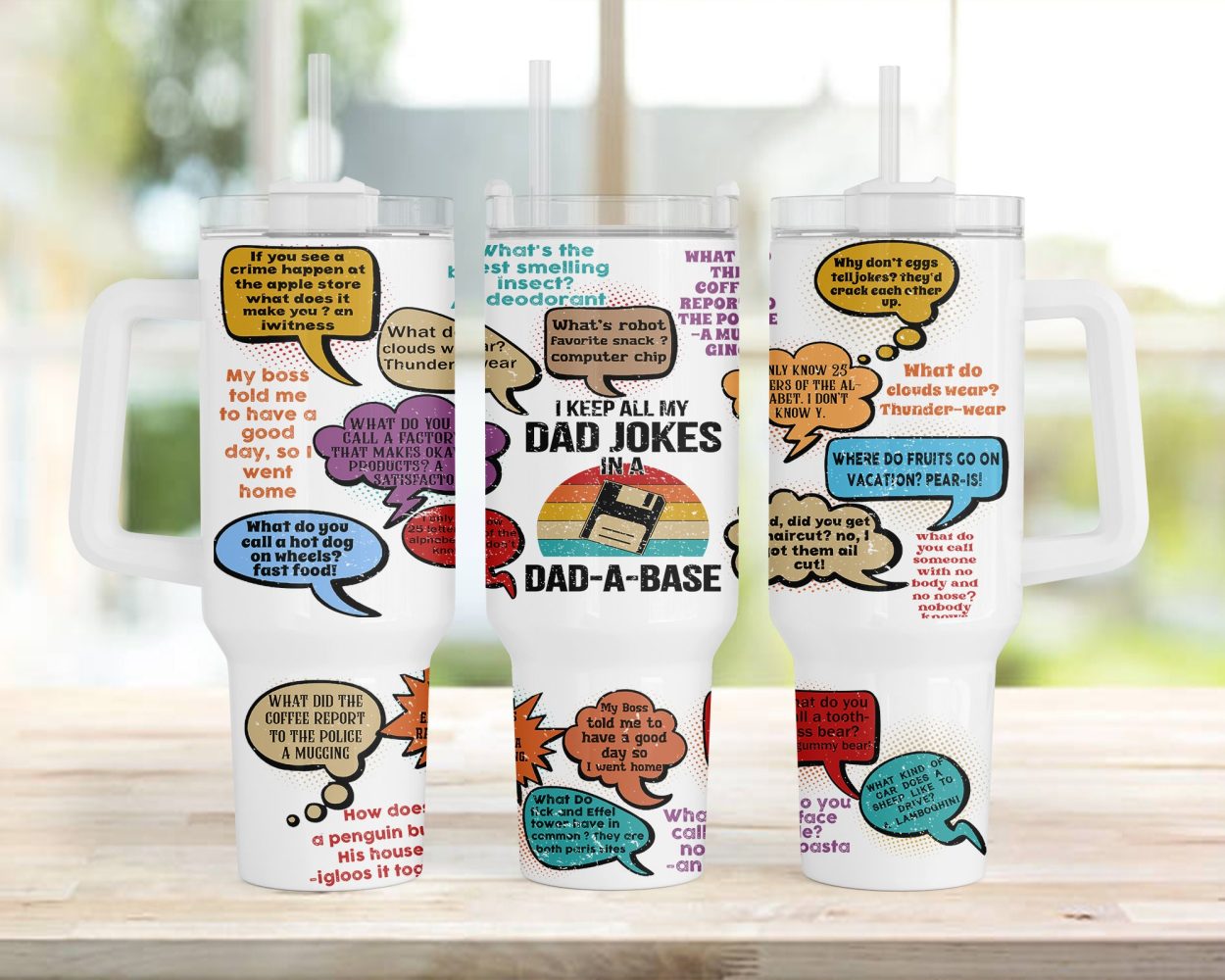 Dad Jokes Dad-A-Base Father Day Custom Stanley Quencher 40Oz Stainless Steel Tumbler With Handle - Image 2