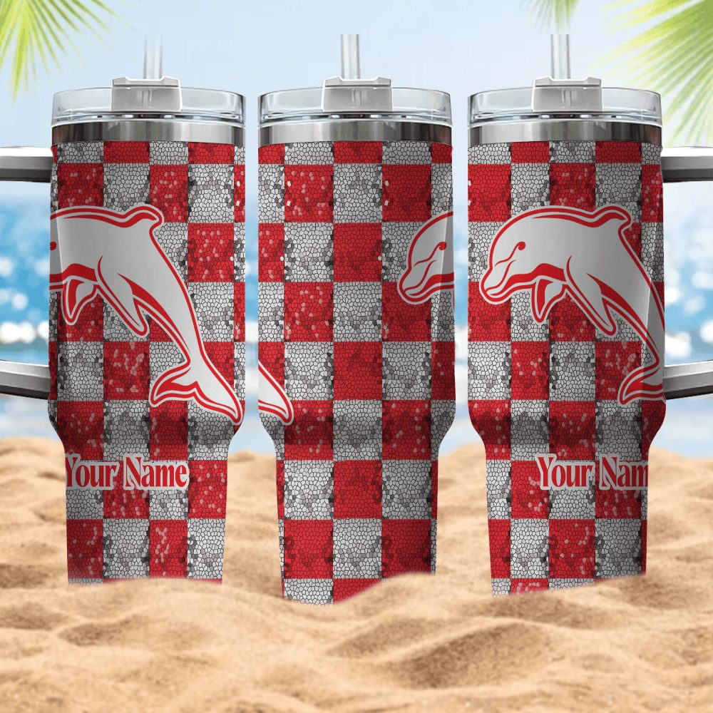 Dolphins Nrl Custom Stanley Quencher 40Oz Stainless Steel Tumbler With Handle - Image 3