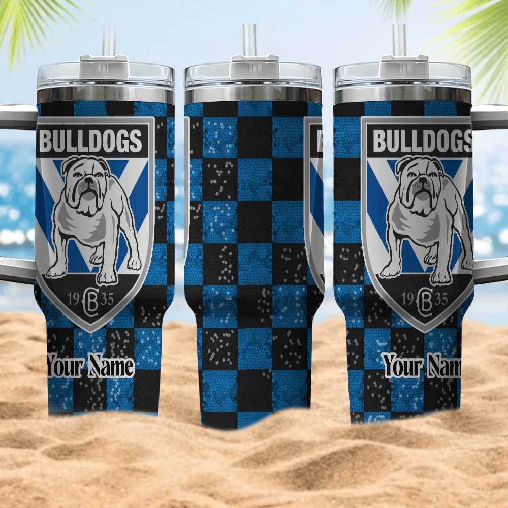 Canterbury-Bankstown Bulldogs Nrl Custom Stanley Quencher 40Oz Stainless Steel Tumbler With Handle - Image 3