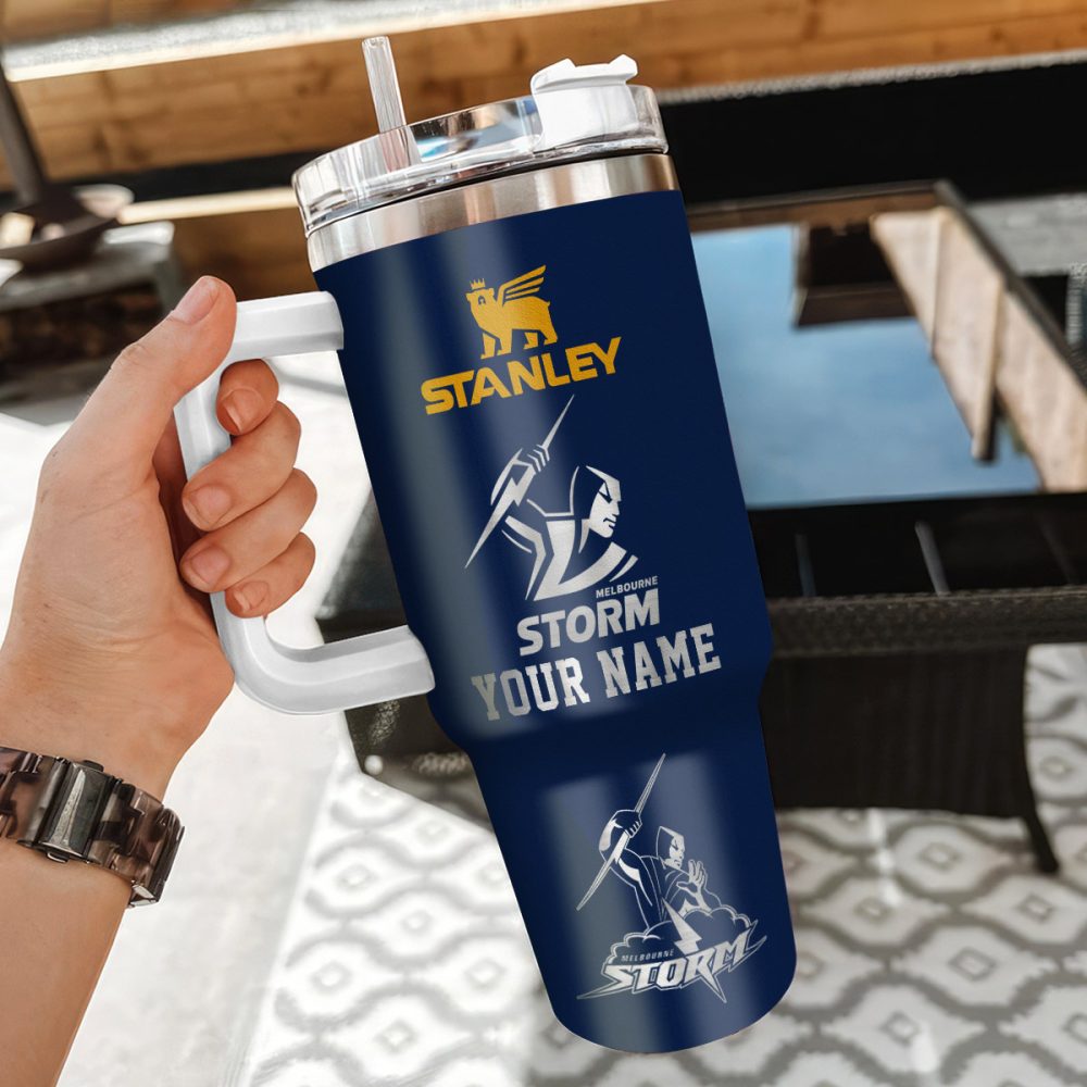 Melbourne Storm Nrl Custom Stanley Quencher 40Oz Stainless Steel Tumbler With Handle - Image 3