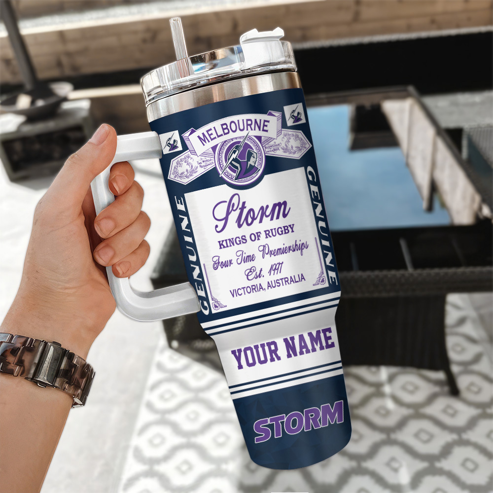 Melbourne Storm Kings Of Rugby Nrl Custom Stanley Quencher 40Oz Stainless Steel Tumbler With Handle - Image 3
