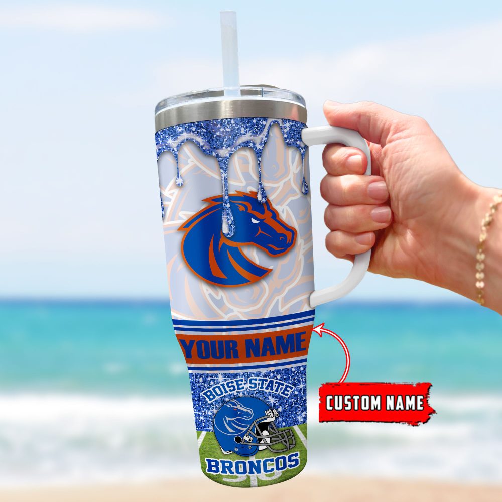 Boise State Broncos Ncaa Glitter Custom Stanley Quencher 40Oz Stainless Steel Tumbler With Handle - Image 3