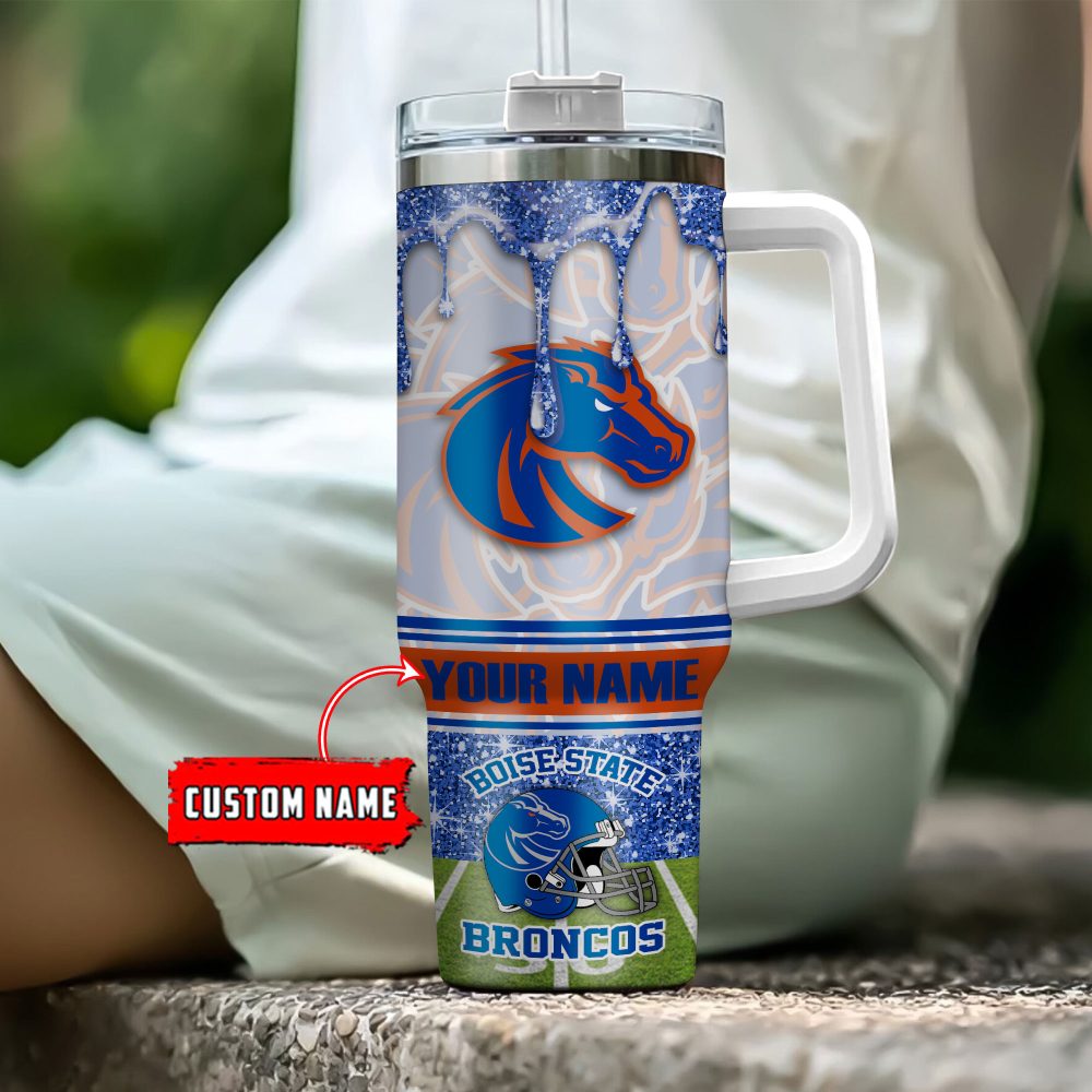 Boise State Broncos Ncaa Glitter Custom Stanley Quencher 40Oz Stainless Steel Tumbler With Handle - Image 4