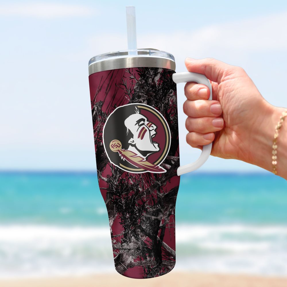 Florida State Seminoles Ncaa Hunting Custom Stanley Quencher 40Oz Stainless Steel Tumbler With Handle - Image 3