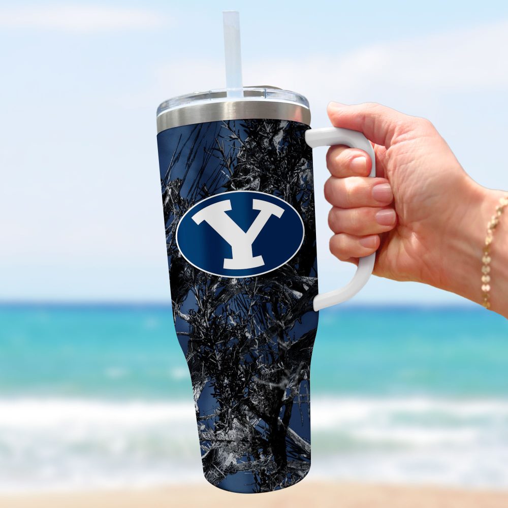 Byu Cougars Ncaa Hunting Custom Stanley Quencher 40Oz Stainless Steel Tumbler With Handle - Image 3