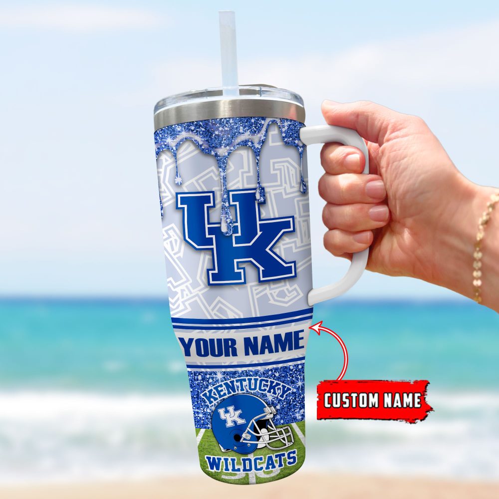 Kentucky Wildcats Ncaa Glitter Custom Stanley Quencher 40Oz Stainless Steel Tumbler With Handle - Image 3