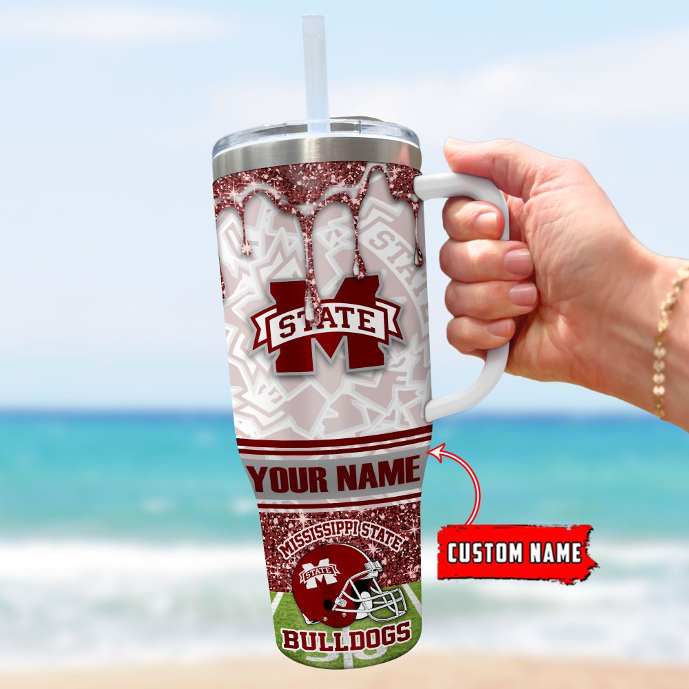 Mississippi State Bulldogs Ncaa Custom Stanley Quencher 40Oz Stainless Steel Tumbler With Handle - Image 3