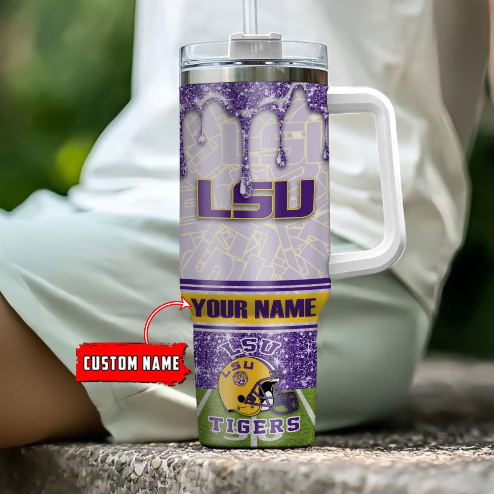 Lsu Tigers Ncaa Glitter Custom Stanley Quencher 40Oz Stainless Steel Tumbler With Handle - Image 4