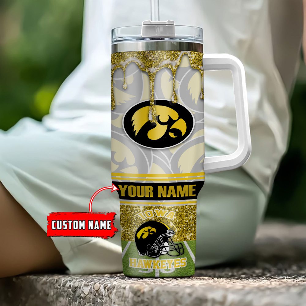Iowa Hawkeyes Ncaa Glitter Custom Stanley Quencher 40Oz Stainless Steel Tumbler With Handle - Image 4