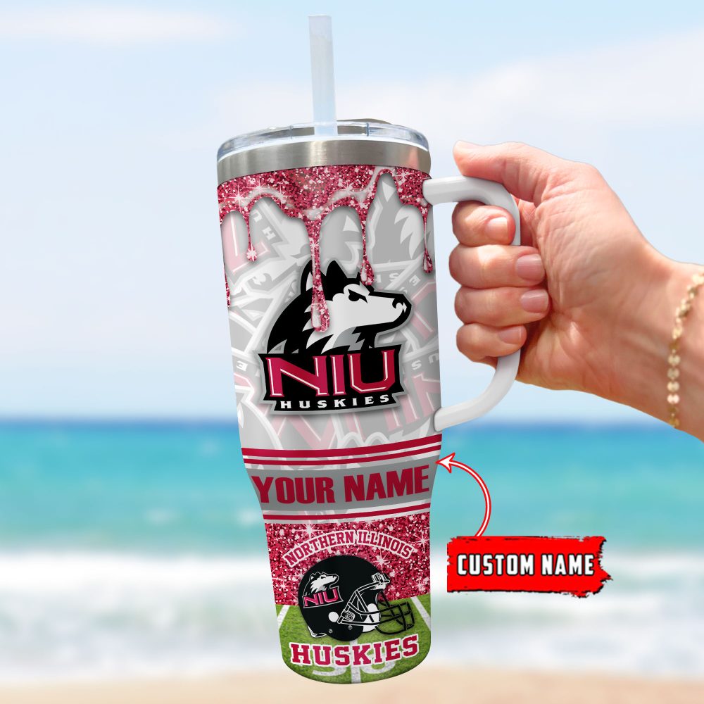 Northern Illinois Huskies Ncaa Glitter Custom Stanley Quencher 40Oz Stainless Steel Tumbler With Handle - Image 3