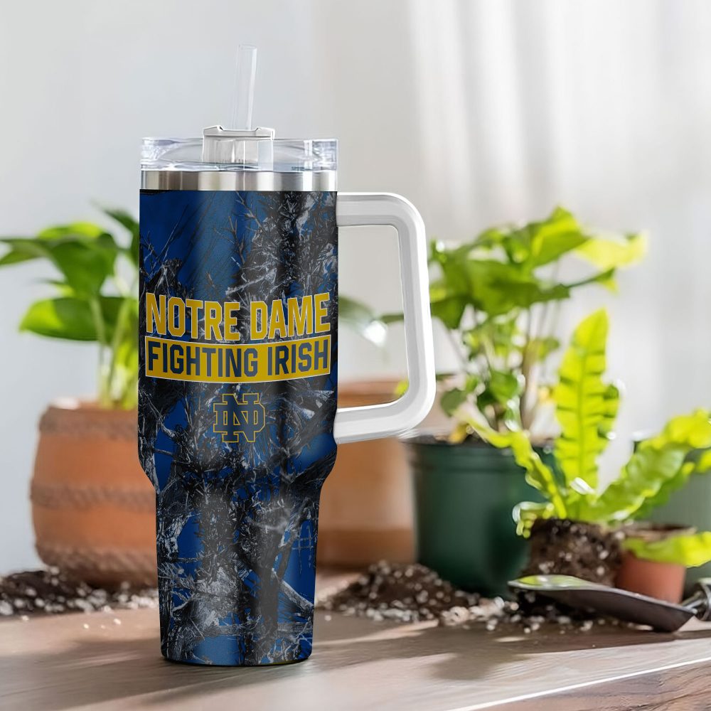 Notre Dame Fighting Irish Ncaa Hunting Custom Stanley Quencher 40Oz Stainless Steel Tumbler With Handle - Image 4