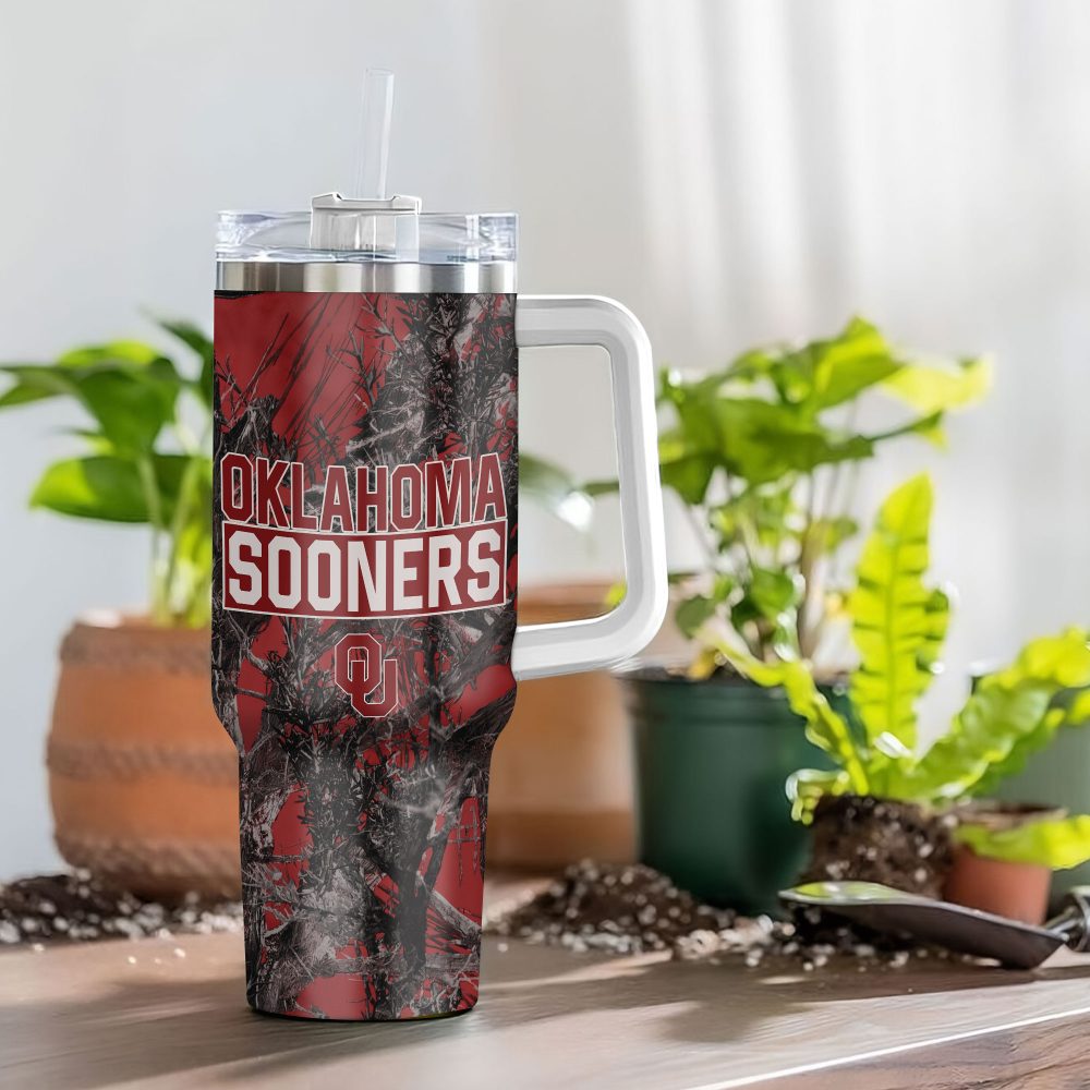 Oklahoma Sooners Ncaa Hunting Custom Stanley Quencher 40Oz Stainless Steel Tumbler With Handle - Image 4