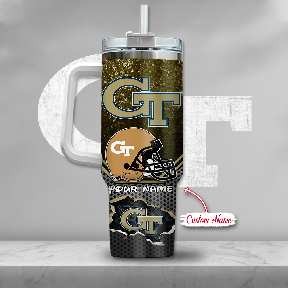 Georgia Tech Yellow Jackets Ncaa Mickey Mouse Custom Stanley Quencher 40Oz Stainless Steel Tumbler With Handle - Image 3