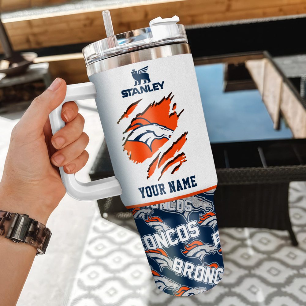 Denver Broncos Nfl Custom Stanley Quencher 40Oz Stainless Steel Tumbler With Handle - Image 3
