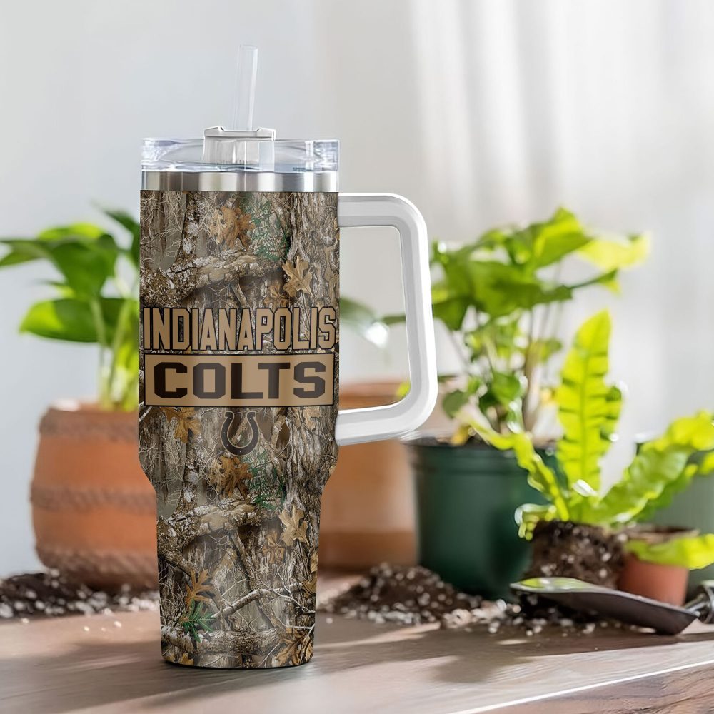 Indianapolis Colts Nfl Hunting Realtree Custom Stanley Quencher 40Oz Stainless Steel Tumbler With Handle - Image 4