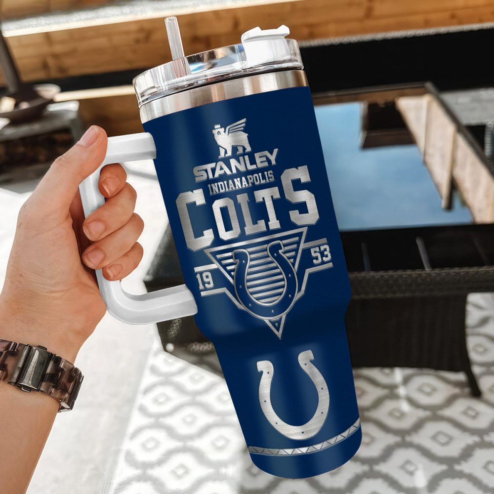 Indianapolis Colts Nfl Custom Stanley Quencher 40Oz Stainless Steel Tumbler With Handle - Image 3