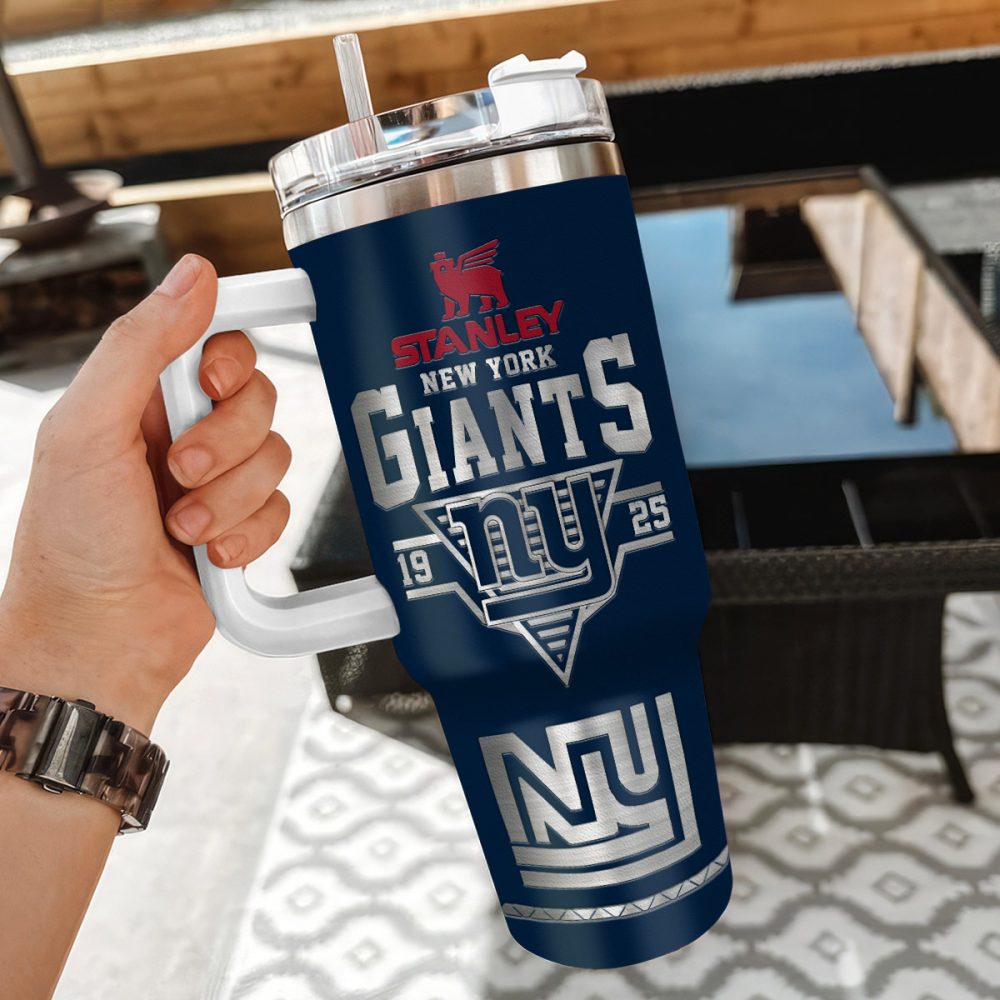 New York Giants Nfl Custom Stanley Quencher 40Oz Stainless Steel Tumbler With Handle - Image 3