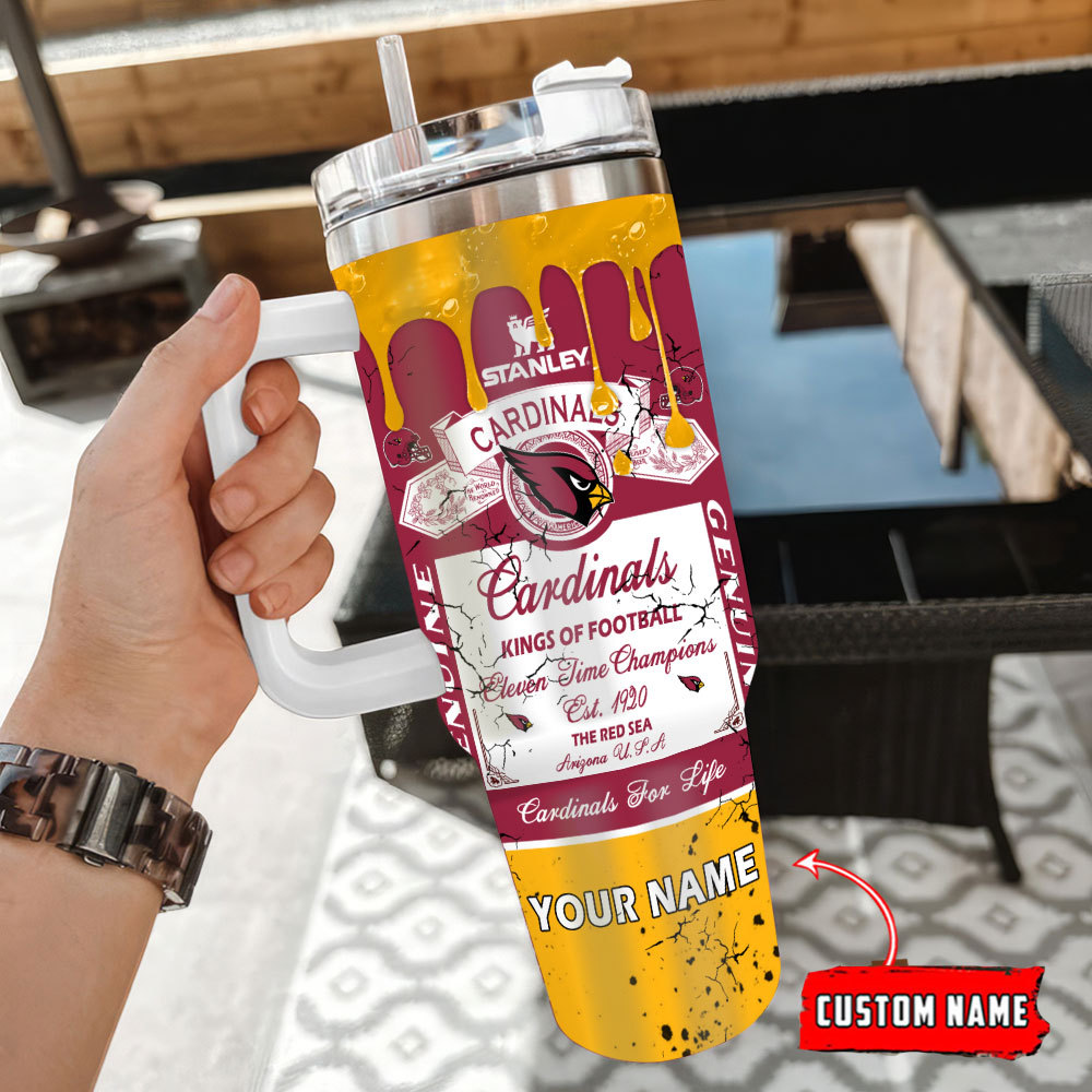 Arizona Cardinals Nfl Kings Of Football Custom Stanley Quencher 40Oz Stainless Steel Tumbler With Handle - Image 3