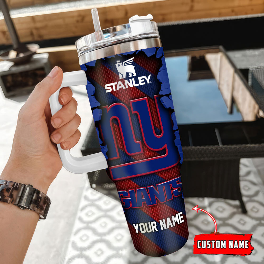 New York Giants Nfl Custom Stanley Quencher 40Oz Stainless Steel Tumbler With Handle - Image 3