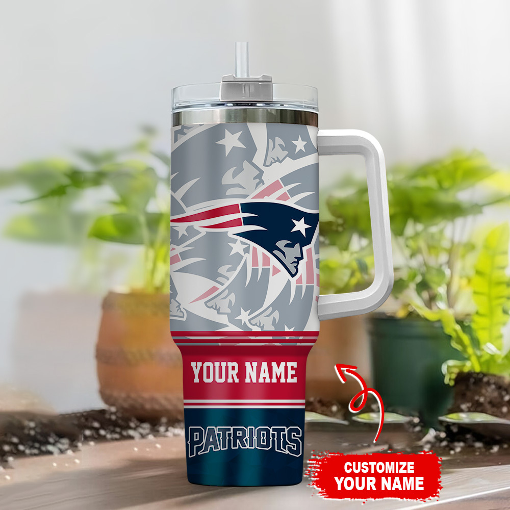 New England Patriots Nfl Custom Stanley Quencher 40Oz Stainless Steel Tumbler With Handle - Image 2