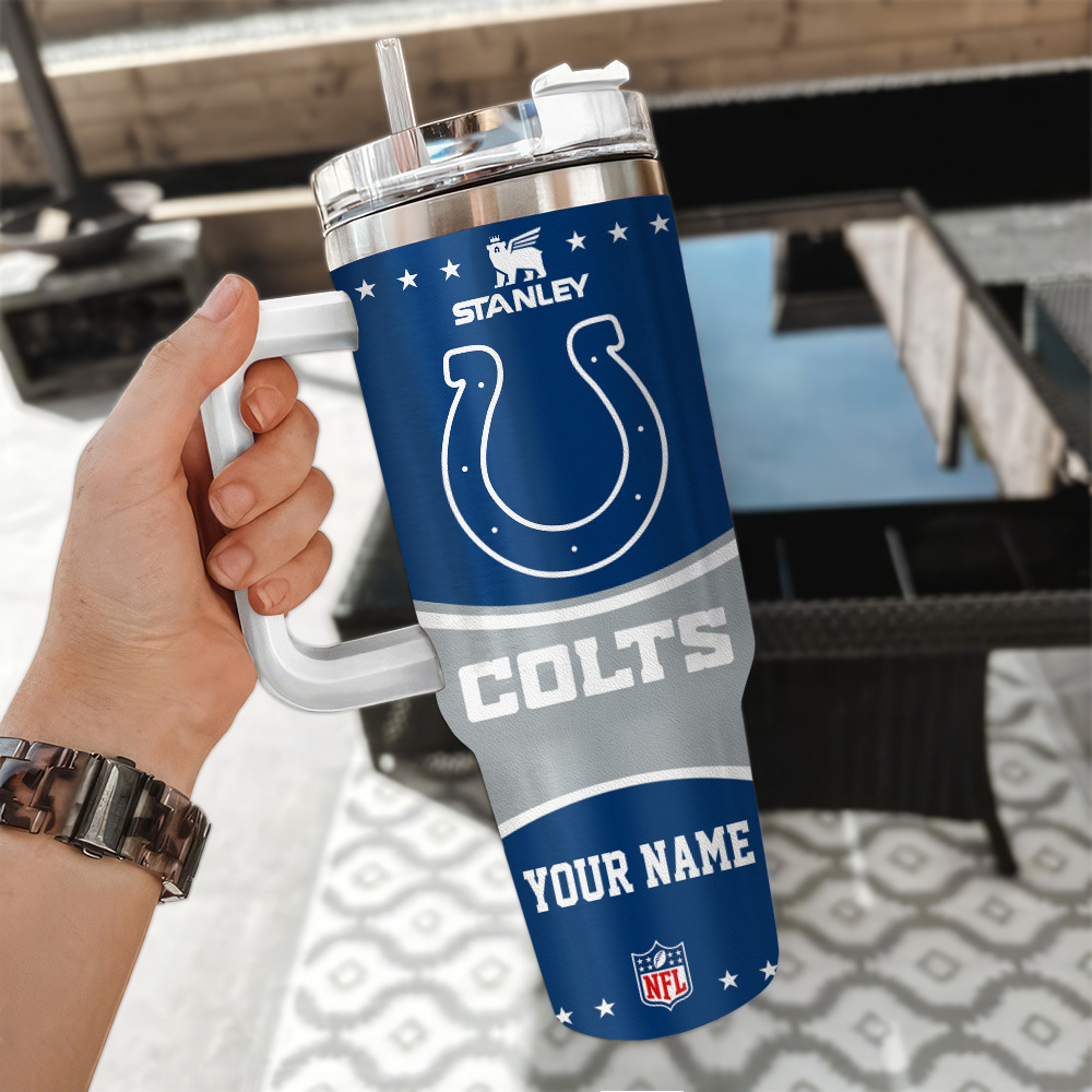 Indianapolis Colts Nfl Custom Stanley Quencher 40Oz Stainless Steel Tumbler With Handle - Image 3