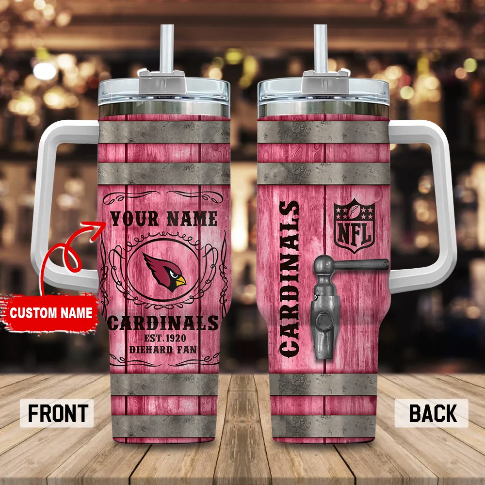 Arizona Cardinals Nfl Diehard Fan Custom Stanley Quencher 40Oz Stainless Steel Tumbler With Handle - Image 3