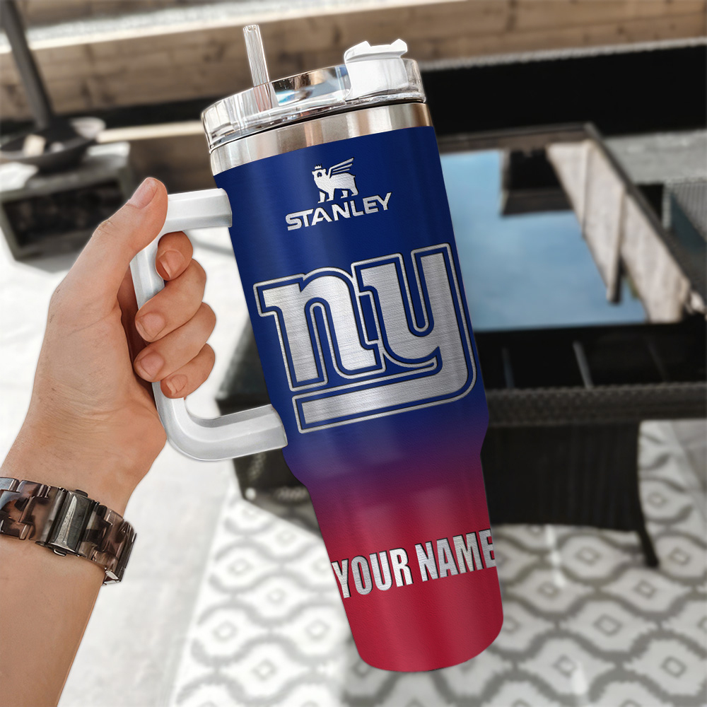 New York Giants Nfl Custom Stanley Quencher 40Oz Stainless Steel Tumbler With Handle - Image 3