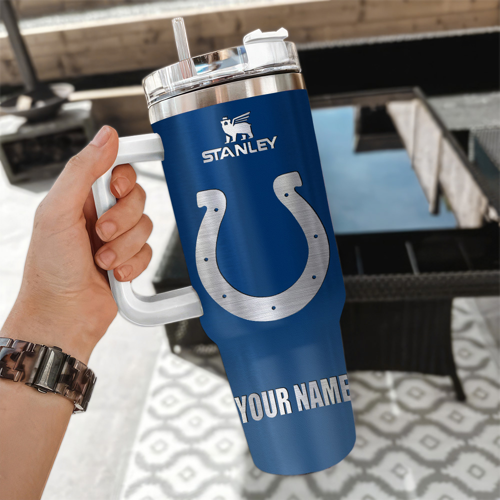 Indianapolis Colts Nfl Custom Stanley Quencher 40Oz Stainless Steel Tumbler With Handle - Image 3