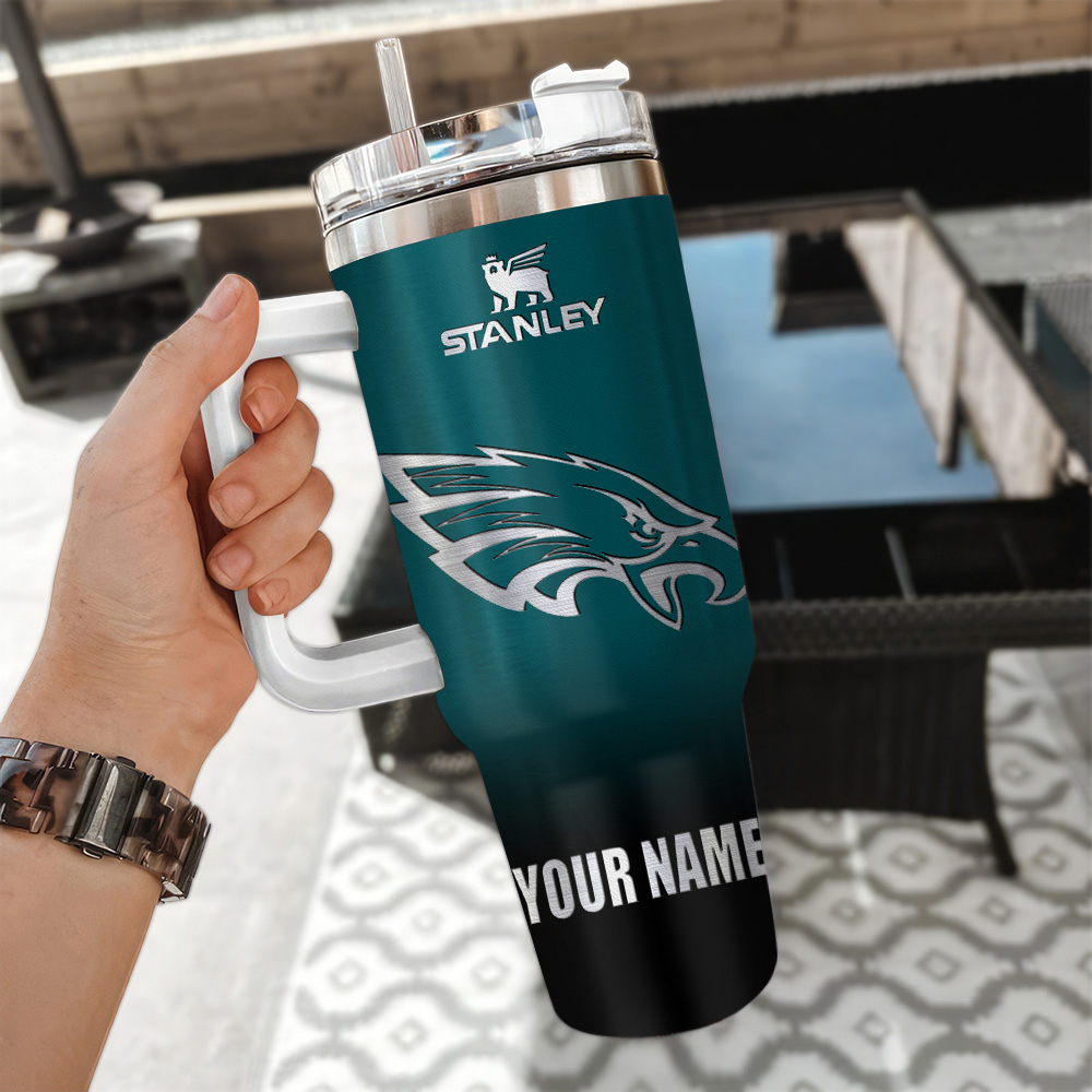 Philadelphia Eagles Nfl Custom Stanley Quencher 40Oz Stainless Steel Tumbler With Handle - Image 3
