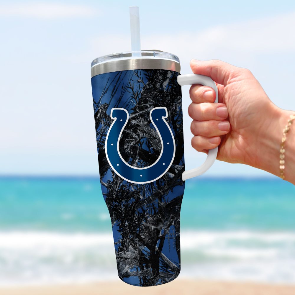 Indianapolis Colts Nfl Hunting Custom Stanley Quencher 40Oz Stainless Steel Tumbler With Handle - Image 3