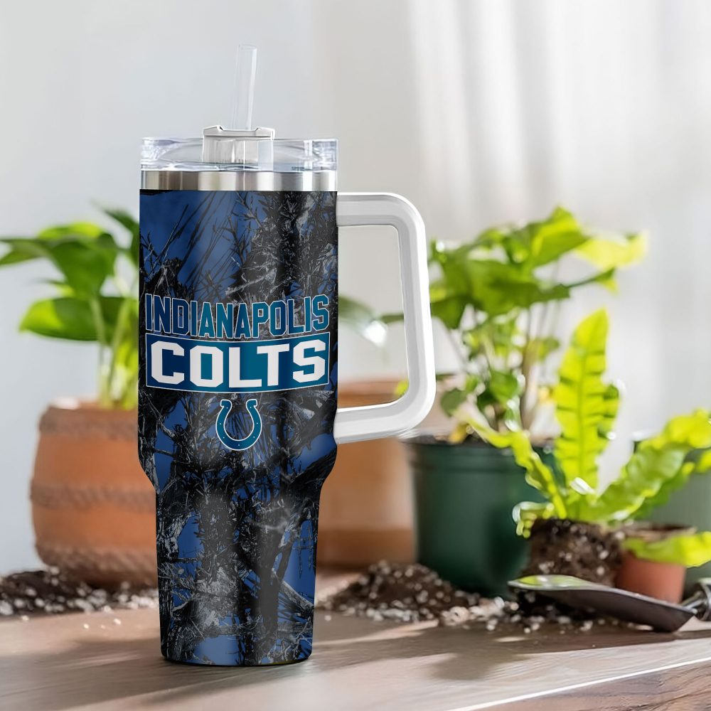 Indianapolis Colts Nfl Hunting Custom Stanley Quencher 40Oz Stainless Steel Tumbler With Handle - Image 4