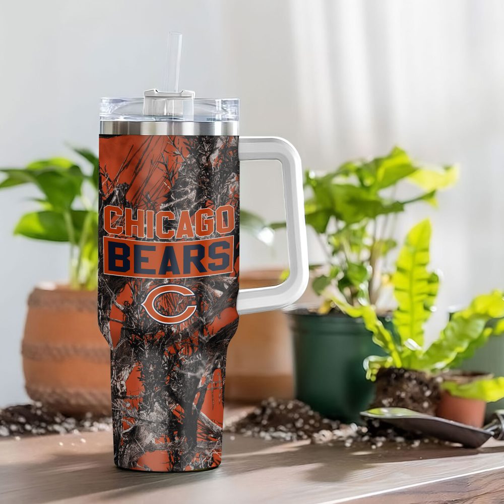 Chicago Bears Nfl Hunting Custom Stanley Quencher 40Oz Stainless Steel Tumbler With Handle - Image 4