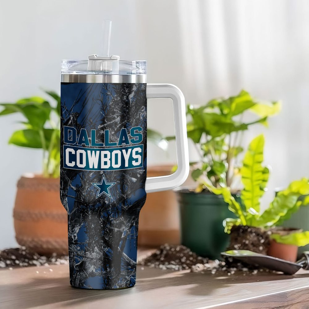 Dallas Cowboys Nfl Hunting Custom Stanley Quencher 40Oz Stainless Steel Tumbler With Handle - Image 4