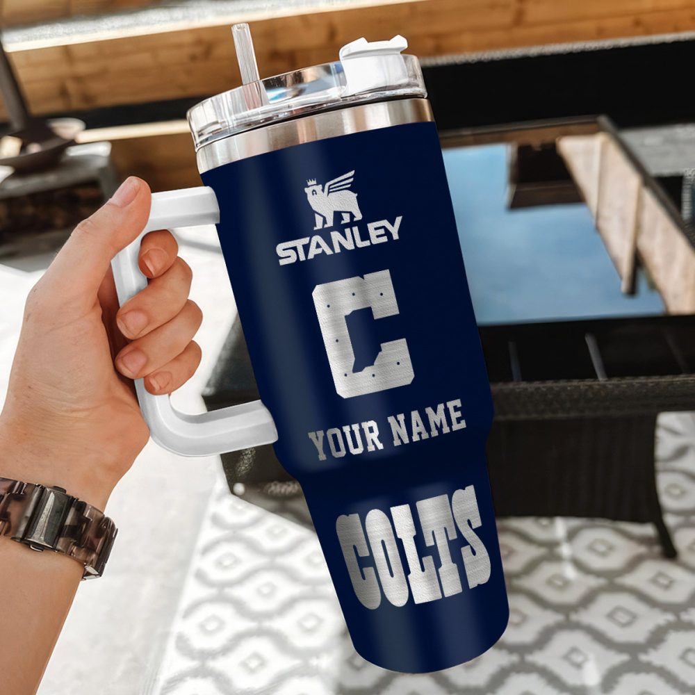 Indianapolis Colts Nfl Custom Stanley Quencher 40Oz Stainless Steel Tumbler With Handle - Image 3