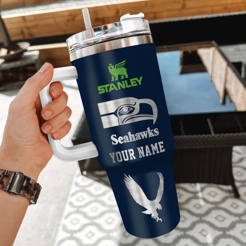 Seattle Seahawks Nfl Custom Stanley Quencher 40Oz Stainless Steel Tumbler With Handle - Image 3
