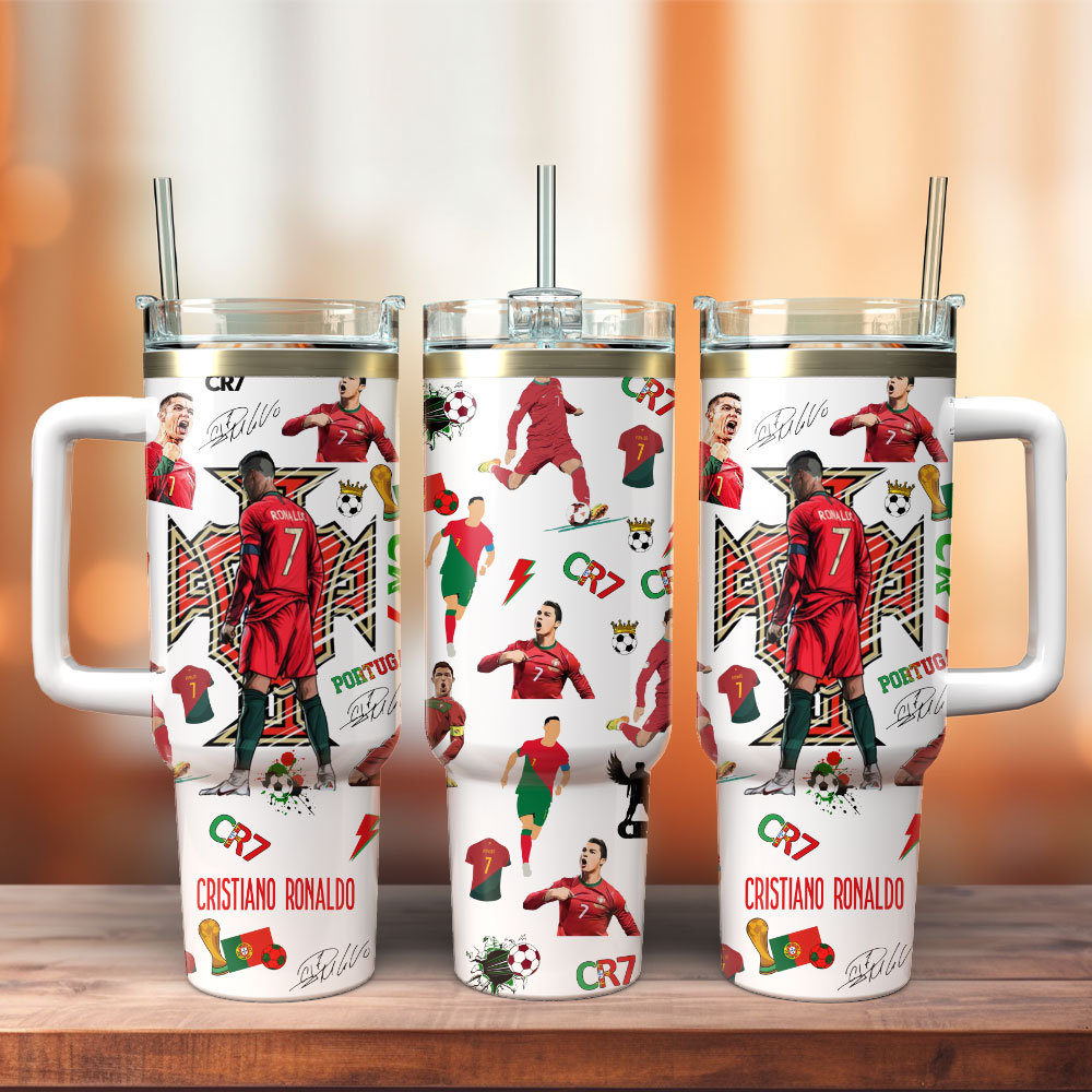 Cr7 Ronaldo Soccer Custom Stanley Quencher 40Oz Stainless Steel Tumbler With Handle - Image 2
