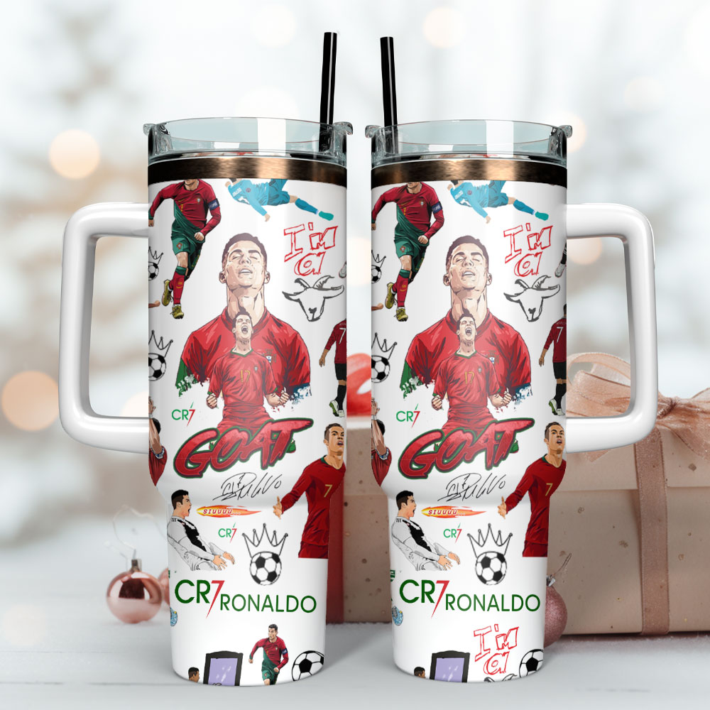 Cr7 Ronaldo Soccer Custom Stanley Quencher 40Oz Stainless Steel Tumbler With Handle - Image 3