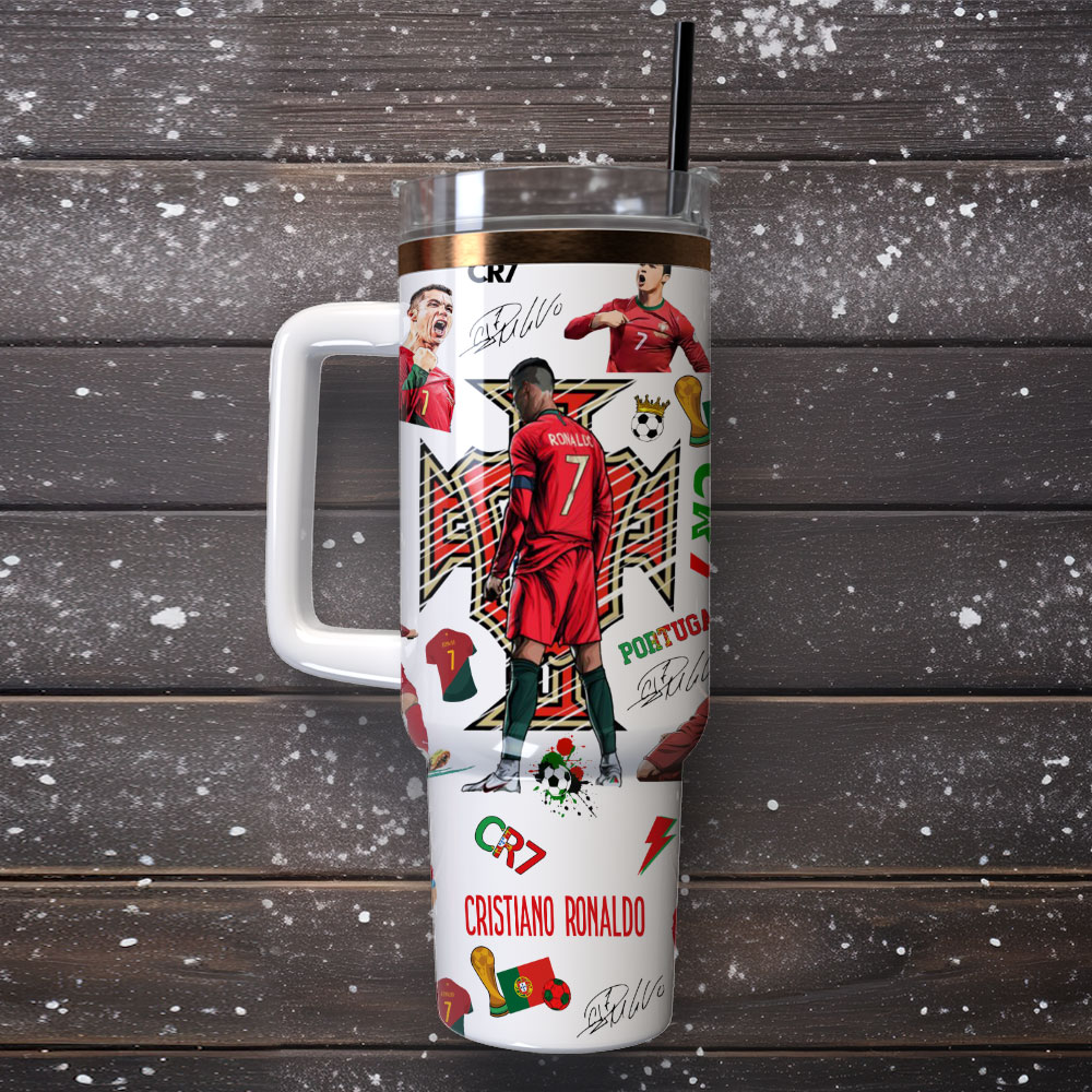 Cr7 Ronaldo Soccer Custom Stanley Quencher 40Oz Stainless Steel Tumbler With Handle - Image 3