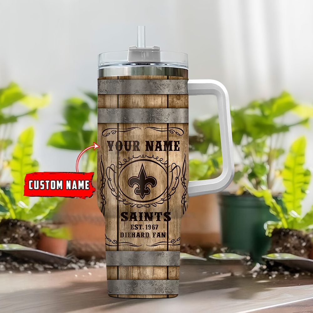 New Orleans Saints Nfl Diehard Fan Custom Stanley Quencher 40Oz Stainless Steel Tumbler With Handle - Image 2