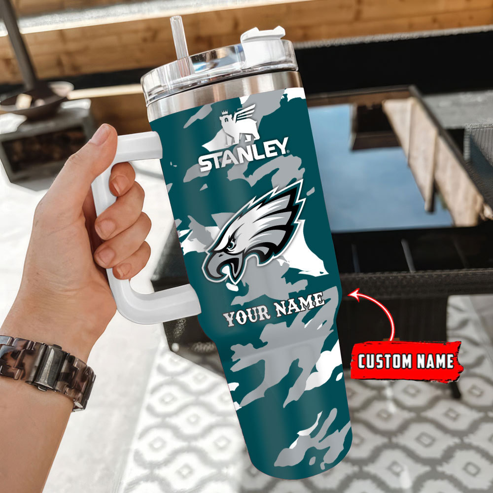 Philadelphia Eagles Nfl Custom Stanley Quencher 40Oz Stainless Steel Tumbler With Handle - Image 3