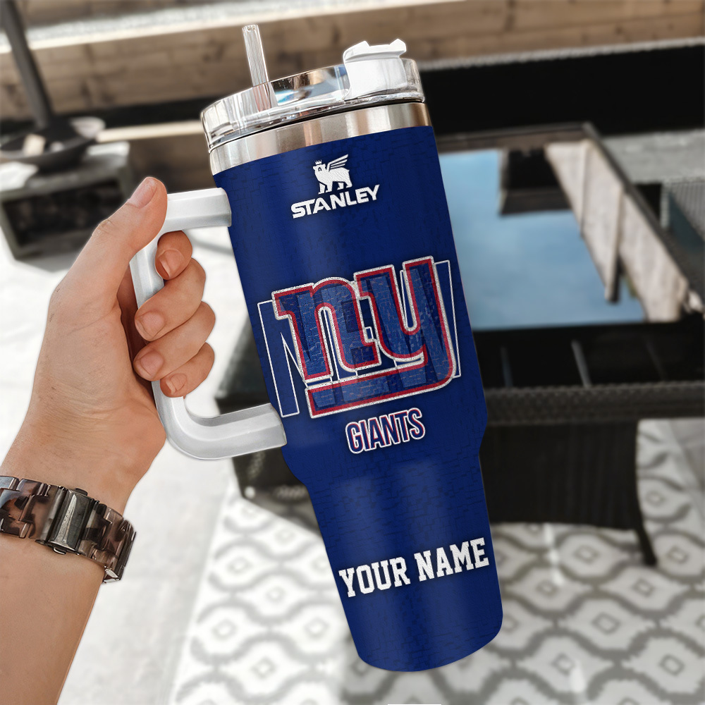 New York Giants Nfl 3D Logo Custom Stanley Quencher 40Oz Stainless Steel Tumbler With Handle - Image 3