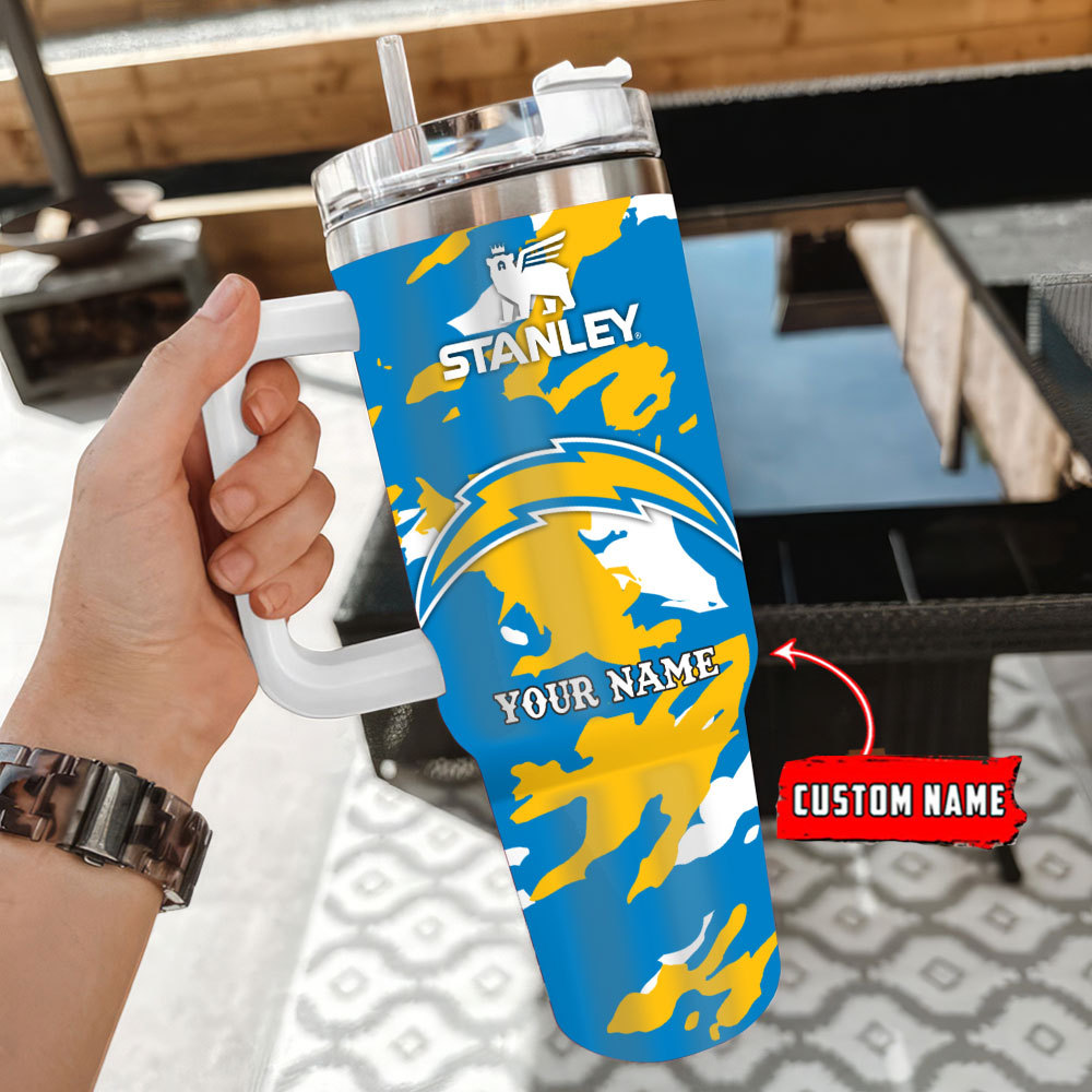 Los Angeles Chargers Nfl Custom Stanley Quencher 40Oz Stainless Steel Tumbler With Handle - Image 3