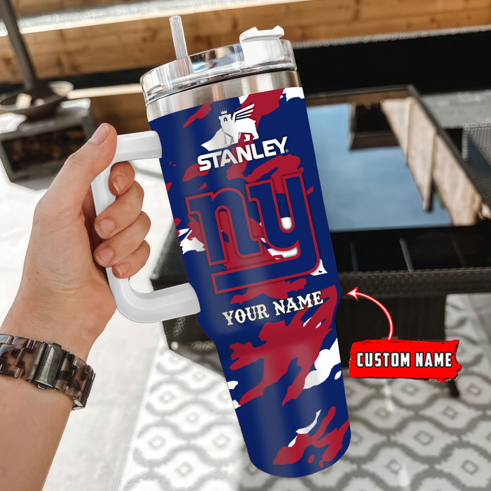New York Giants Nfl Custom Stanley Quencher 40Oz Stainless Steel Tumbler With Handle - Image 3